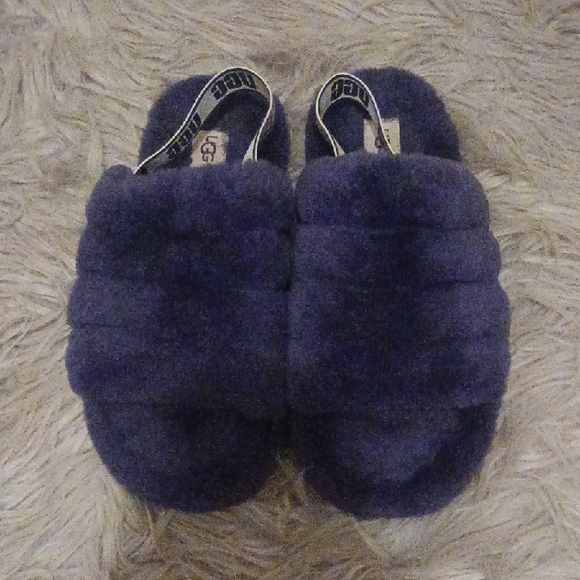 UGG Women's Fluffy Slippers - Dark Purple - Picture 1 of 6